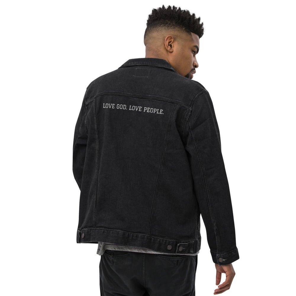 LOVE GOD. LOVE PEOPLE. Men's denim jacket – The House OC Store