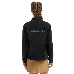 Love God. Love People. Women's denim jacket