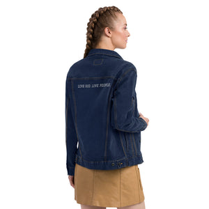 Love God. Love People. Women's denim jacket