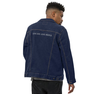 LOVE GOD. LOVE PEOPLE.  Men's denim jacket