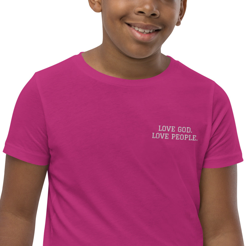LOVE GOD. LOVE PEOPLE. Youth Short Sleeve T-Shirt
