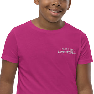 LOVE GOD. LOVE PEOPLE. Youth Short Sleeve T-Shirt