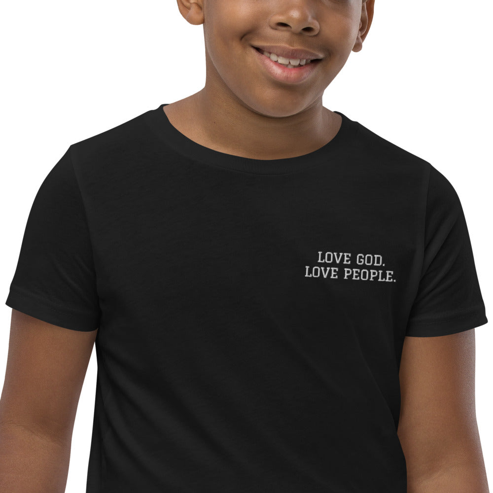 LOVE GOD. LOVE PEOPLE. Youth Short Sleeve T-Shirt