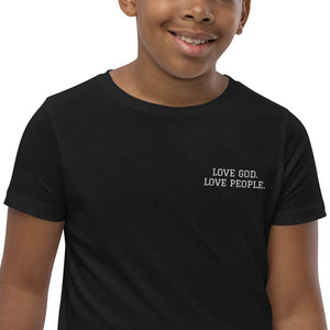 LOVE GOD. LOVE PEOPLE. Youth Short Sleeve T-Shirt