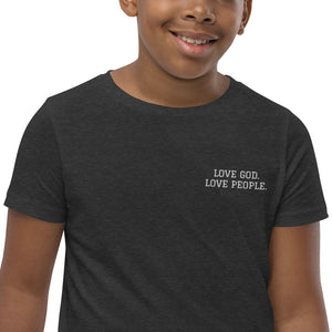 LOVE GOD. LOVE PEOPLE. Youth Short Sleeve T-Shirt