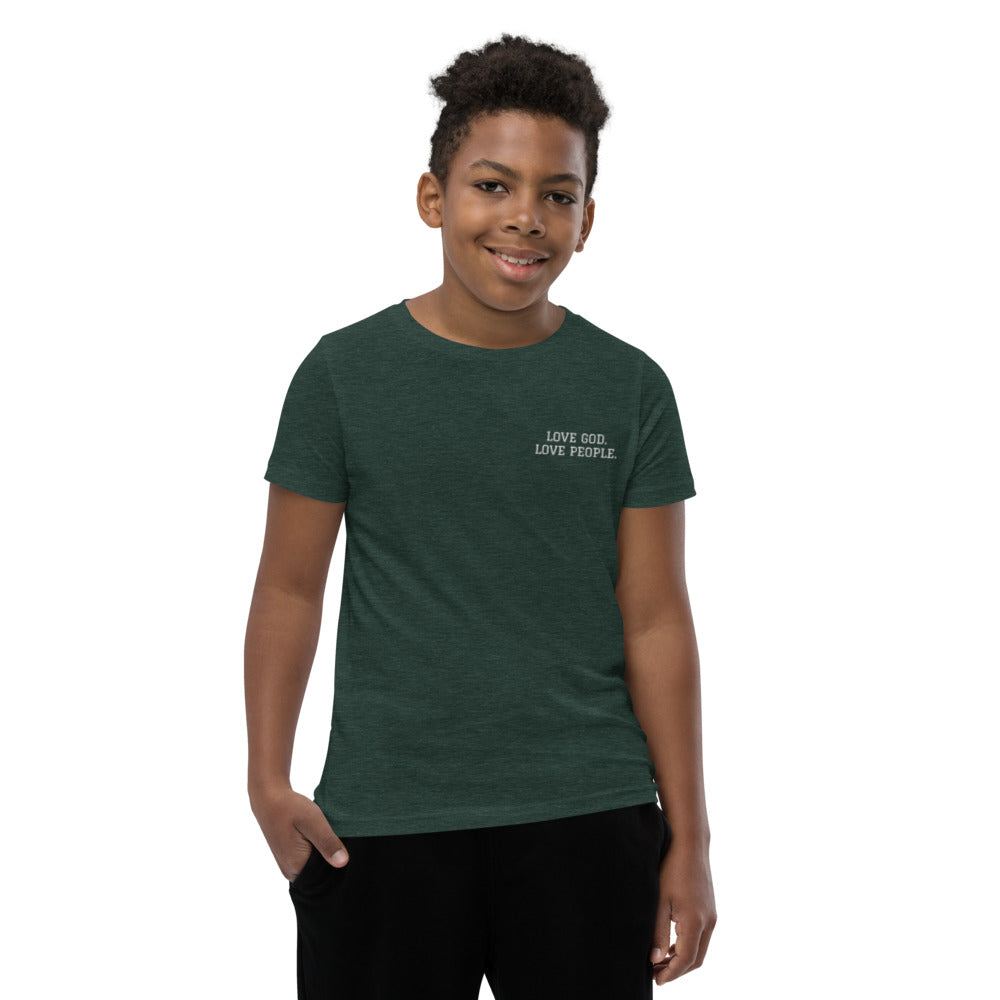 LOVE GOD. LOVE PEOPLE. Youth Short Sleeve T-Shirt