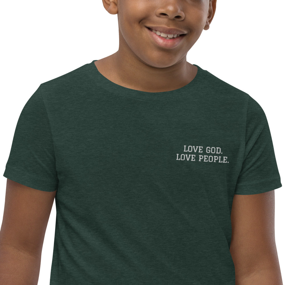 LOVE GOD. LOVE PEOPLE. Youth Short Sleeve T-Shirt