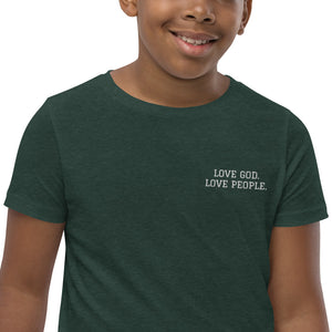 LOVE GOD. LOVE PEOPLE. Youth Short Sleeve T-Shirt
